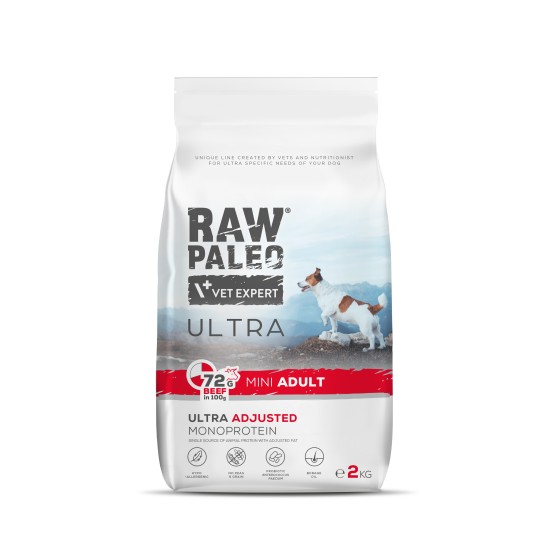 Hrană uscată pentru câini Raw Paleo Ultra Beef Mini Adult 2kg
