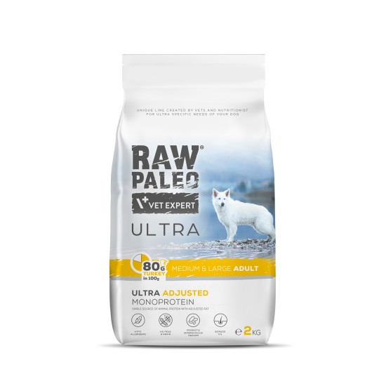 Hrană uscată pentru câini Raw Paleo Ultra Turkey Medium&Large Adult 2kg Hrană uscată pentru câini Raw Paleo Ultra Turkey Medium&Large Adult 2kg