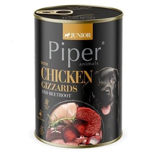 Hrana umeda Piper Junior, PIPOTE DE PUI ȘI SFECLĂ ROȘIE, 400 g Hrana umeda Piper Junior, PIPOTE DE PUI ȘI SFECLĂ ROȘIE, 400 g