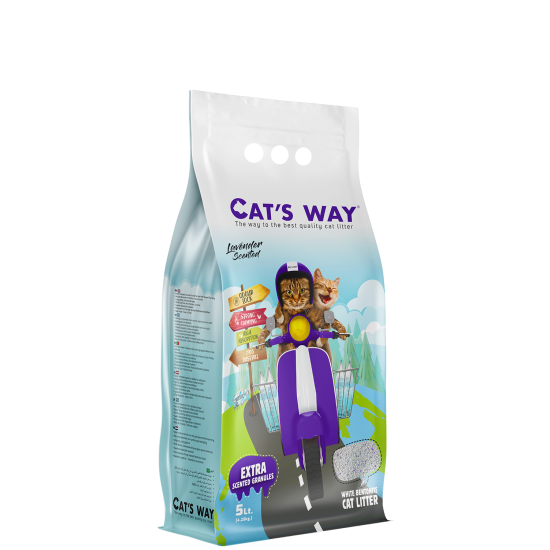 Nisip pentru litiera BENTONITA, CATS WAY, Lavanda, 5L, 4.25 KG