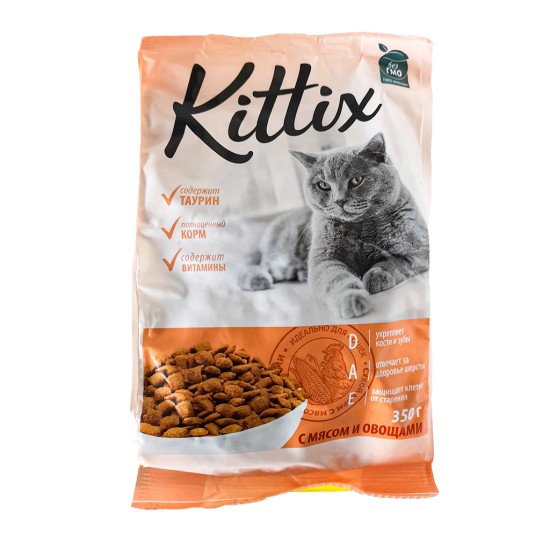 Hrana uscata pentru pisici adulte KITTIX, cu legume si carne de pui, 350G Hrana uscata pentru pisici adulte KITTIX, cu legume si carne de pui, 350G
