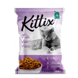 Hrana uscata pentru pisici adulte KITTIX, carne de pui, 350G