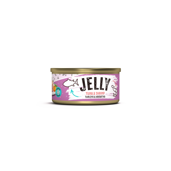 Recompensă umedă pentru pisici adulte Mr. Bandit Jelly, ton si creveti, 80g