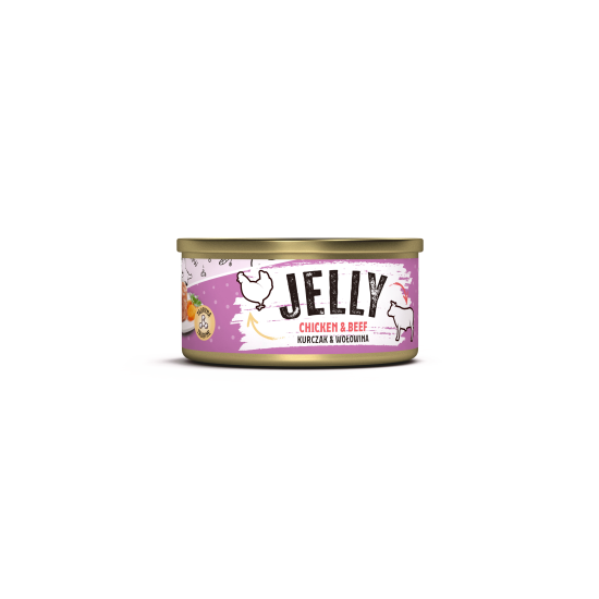 Recompensă umedă pentru pisici adulte Mr. Bandit Jelly, pui și vită, 80g