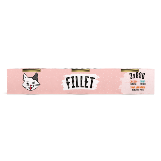 Recompensă umedă pentru pisici adulte Mr. Bandit Cat MIX Fillet,  pui, ton, ton cu și dovleac, 3x80g