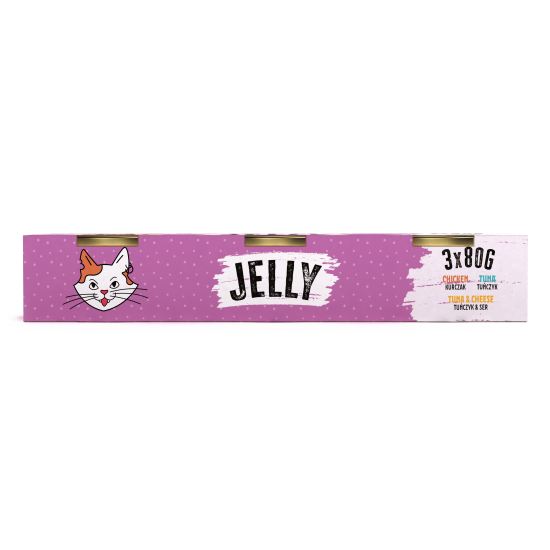 Recompensă umedă pentru pisici adulte Mr. Bandit Cat MIX Jelly, pui, ton, ton și brânză, 3x80g