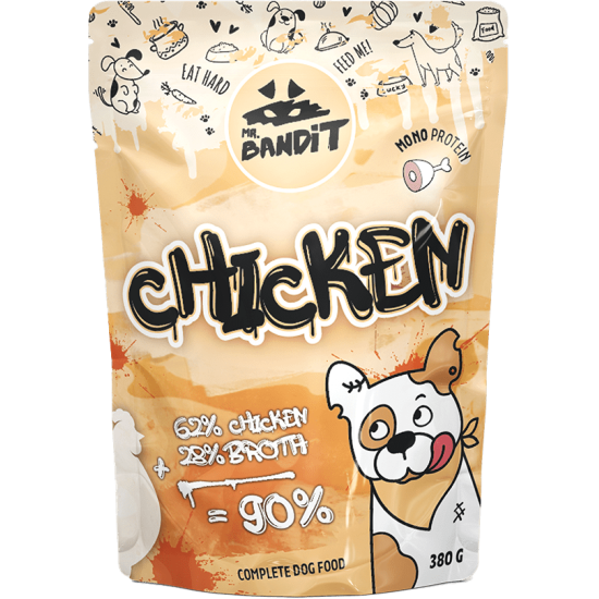 Hrană umedă pentru câini Mr. Bandit MonoProtein, pui in sos,380g Hrană umedă pentru câini Mr. Bandit MonoProtein, pui in sos,380g