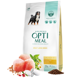 Hrana uscata pentru caini adulti DE TALIE MARE, OPTIMEAL DRY FOOD, pui, 12 kg