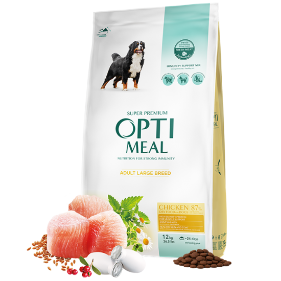 Hrana uscata pentru caini adulti DE TALIE MARE, OPTIMEAL DRY FOOD, pui, 12 kg