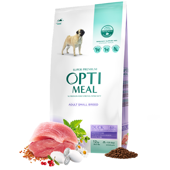 Hrana uscata pentru caini adulti de talie mica, Super Premium OPTIMEAL DRY FOOD, rata, 12kg