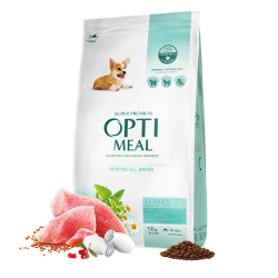 Hrana uscata pentru caini junior super Premium OPTIMEAL DRY FOOD, curcan, 12 kg