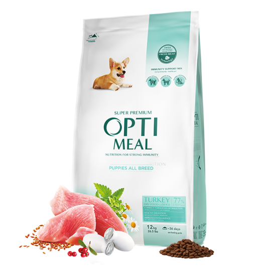 Hrana uscata pentru caini junior super Premium OPTIMEAL DRY FOOD, curcan, 12 kg