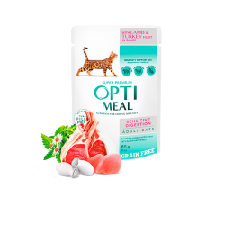 Hrana umeda pentru pisici adulte cu digestie sensibilă, Super Premium OPTIMEAL WET FOOD, fara cereale, curcan si ficat de miel in sos, 85g