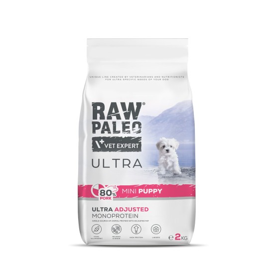 Hrană uscată pentru căței, Raw Paleo Ultra Pork, talie mică, 2 kg Hrană uscată pentru căței, Raw Paleo Ultra Pork, talie mică, 2 kg