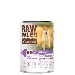 Hrană umedă pentru câini, adult, Raw Paleo Duo Protein, Rață cu Mistreț și Afine, 400g Hrană umedă pentru câini, adult, Raw Paleo Duo Protein, Rață cu Mistreț și Afine, 400g