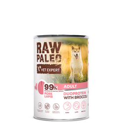 Hrană umedă pentru câini, adult, Raw Paleo Duo Protein, Porc cu Miel și Broccoli , 400g Hrană umedă pentru câini, adult, Raw Paleo Duo Protein, Porc cu Miel și Broccoli , 400g