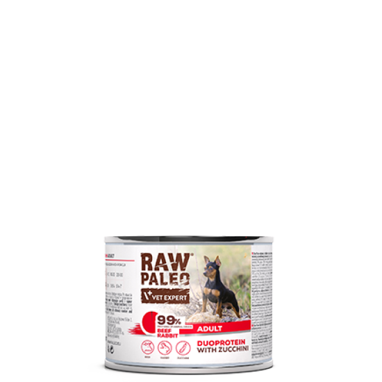 Hrană umedă pentru câini, adult, Raw Paleo Duo Protein, vită și iepure, 200g Hrană umedă pentru câini, adult, Raw Paleo Duo Protein, vită și iepure, 200g