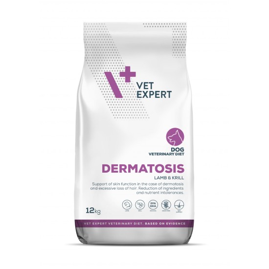 DIETA VETERINARA DERMATOSIS DOG, VETEXPERT, MIEL si KRILL, 12 kg