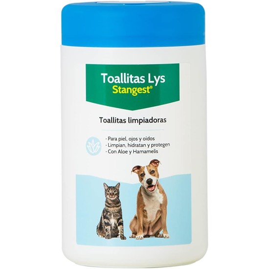 Șervețele umede pentru animale de companie, cu Aloe și Hamamelis, LYS WIPES