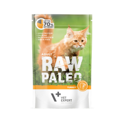 Hrana umeda pentru pisici, RAW PALEO CAT, adult, carne de curcan, 100 g