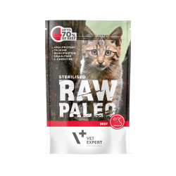 Hrana umeda pentru pisici, RAW PALEO CAT, STERILISED, carne de vita, 100 g