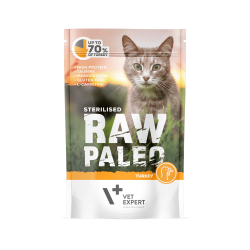 Hrana umeda pentru pisici, RAW PALEO CAT, STERILISED, carne de curcan, 100 g Hrana umeda pentru pisici, RAW PALEO CAT, STERILISED, carne de curcan, 100 g
