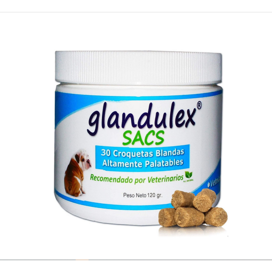 Glandulex Sacs – Tablete masticabile cu aromă de carne, 30 tab