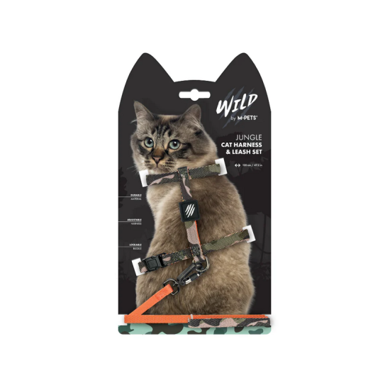 20801899 WILD Jungle Cat Harness & Leash Set – ham ajustabil cu lesă pentru pisici