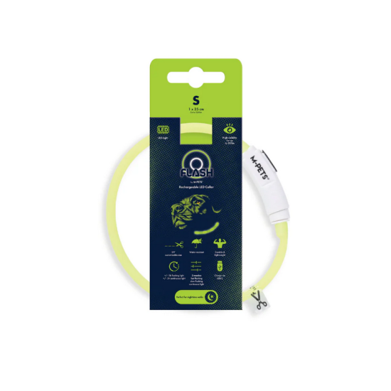 Zgardă LED reîncărcabilă pentru câini M-PETS FLASH Green 10855399 S