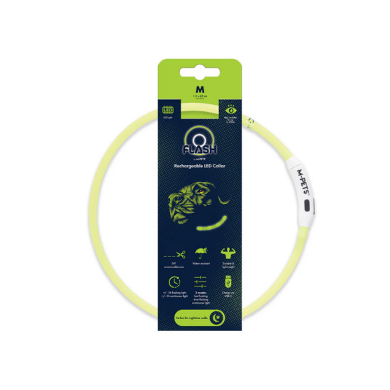 zgardă LED reîncărcabilă pentru câini M-PETS FLASH Green USB cod produs