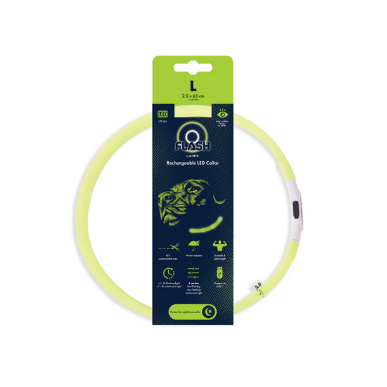 Zgardă LED reîncărcabilă pentru câini M-PETS FLASH Green 10855799 L