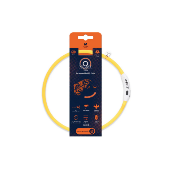 Zgardă LED reîncărcabilă pentru câini M-PETS FLASH Orange 10855699 M