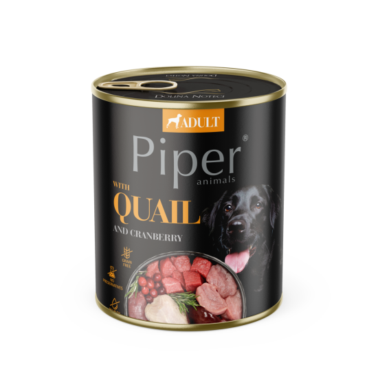 Hrana umeda pentru caini PIPER DOG, prepelita si merisoare, 800g Hrana umeda pentru caini PIPER DOG, prepelita si merisoare, 800g