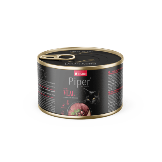 Hrana umeda pentru pisici junior PIPER CAT, vitel, conserva 185g