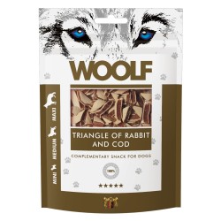 Recompense pentru câini WOOLF, triunghiuri din iepure cu cod, 100 g