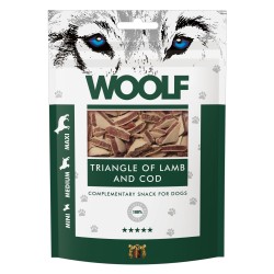 Recompense pentru câini WOOLF, triunghiuri din miel cu cod, 100 g