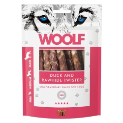 Recompense pentru câini WOOLF, spirale din rață și piele crudă, 100 g