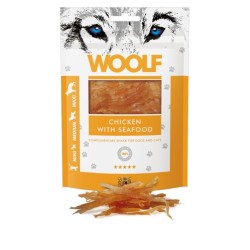 Recompense pentru câini WOOLF, cu pui și fructe de mare, 100 g