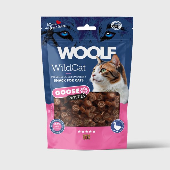 Recompense pentru pisici cu gâscă și cod Woolf WildCat 50 g