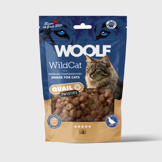 Recompense pentru pisici cu prepeliță și cod Woolf WildCat 50 g