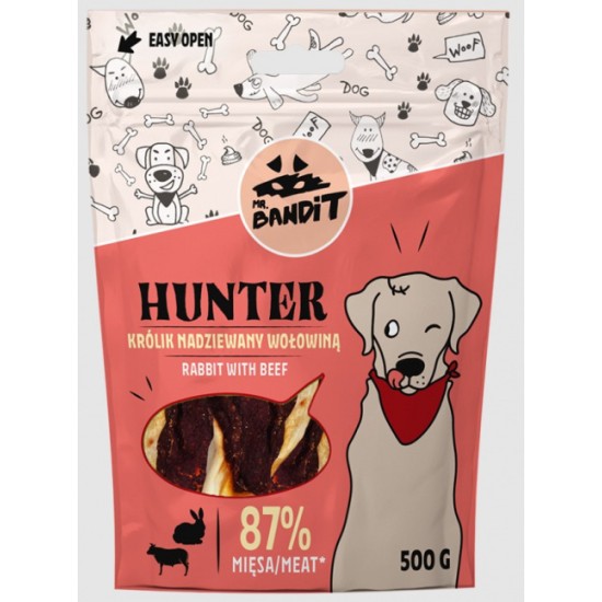 Recompense pentru caini Mr. Bandit HUNTER, iepure si vita, 500 g