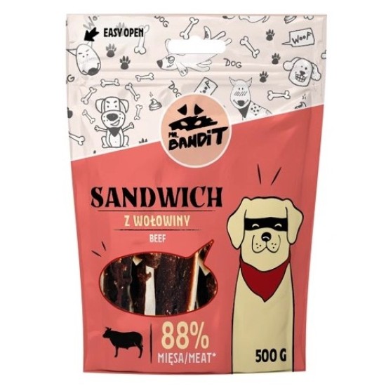 Recompense pentru caini Mr. Bandit SANDWICH, vita, 500 g