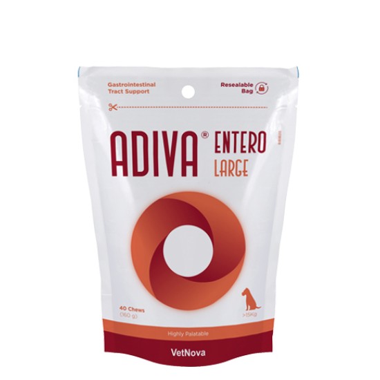 Hrana complementara pentru procesele digestive și intestinale, Adiva Entero Large, VetNova, 40 chew, 1140 mg