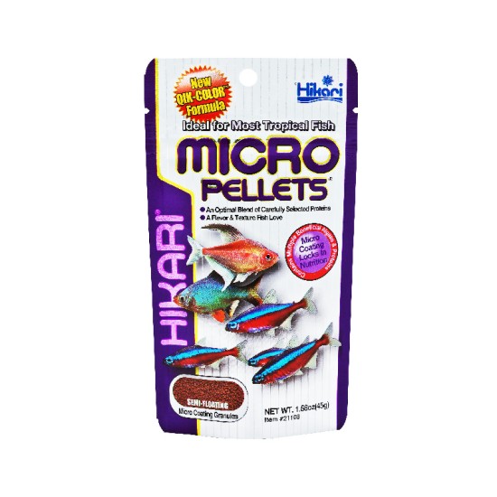 Hrana pentru pesti cu gura mica, Tetra, Tetrazona, Guppy, HIKARI MICRO PELLETS,  45g