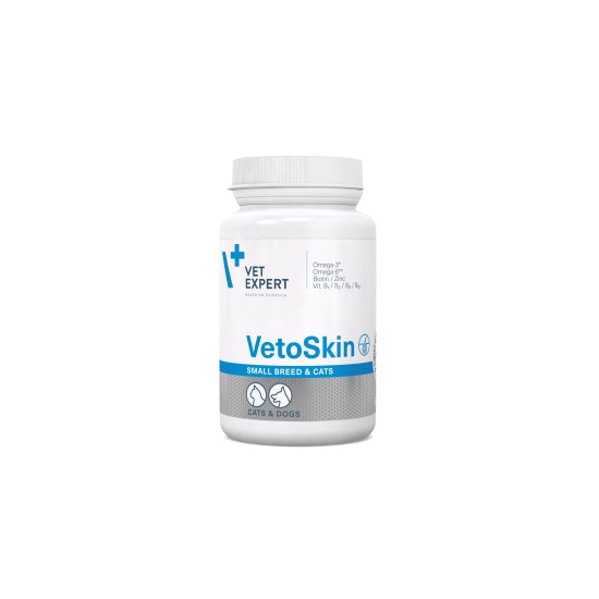 Supliment pentru tratarea afectiunilor dermatologice, la caini si pisici, talie mica, VetoSkin Twist OFF, VetExpert, 60 capsule