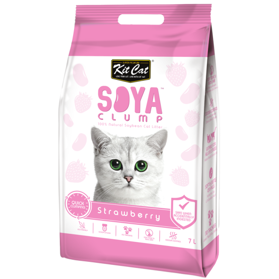 Asternut igienic pentru pisici KIT CAT SOYA CLUMP - Strawberry- 7L