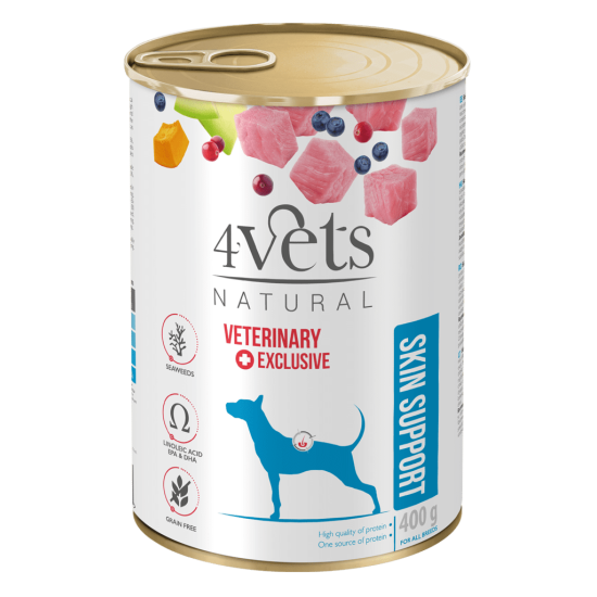 Dieta veterinara pentru caini cu simptome dermatologice, 4VetS Skin Support, 400g