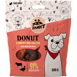 Recompense pentru caini Mr. Bandit Donut, vita si rata, 500g