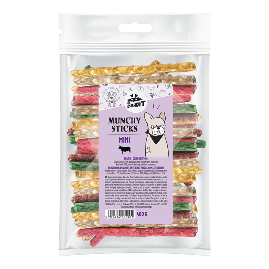 Recompense pentru caini Mr. Bandit Munchy Sticks MINI, 400g, 100 buc. Recompense pentru caini Mr. Bandit Munchy Sticks MINI, 400g, 100 buc.