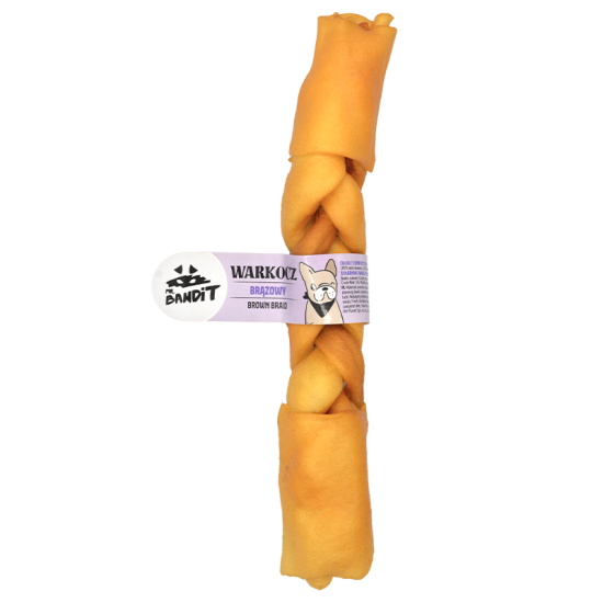 Recompense pentru caini Mr. Bandit, piele maro impletita, 25 cm